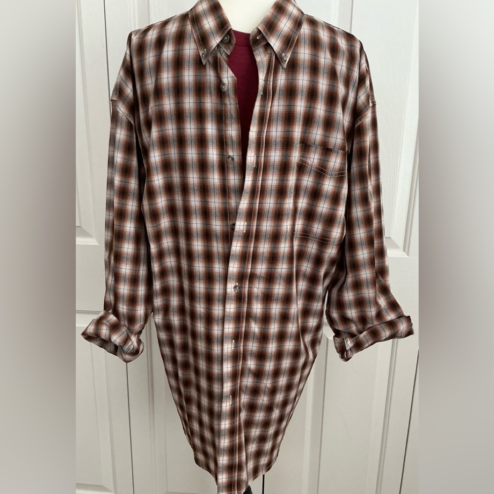 Wrangler Riata Brown and White Plaid Shirt